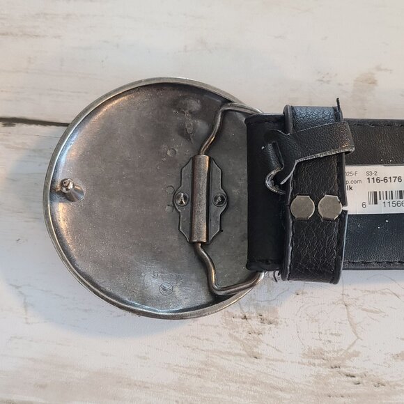 Vintage Hammered Metal Stretch Disc Belt Black Silver M/L Goth Rocker Viking - Picture 5 of 8